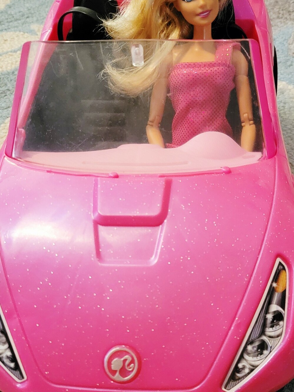 Barbie Glitter Pink Convertible with Fashion Doll And More